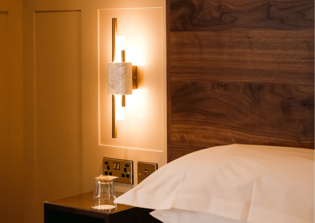Bedside table in a double room