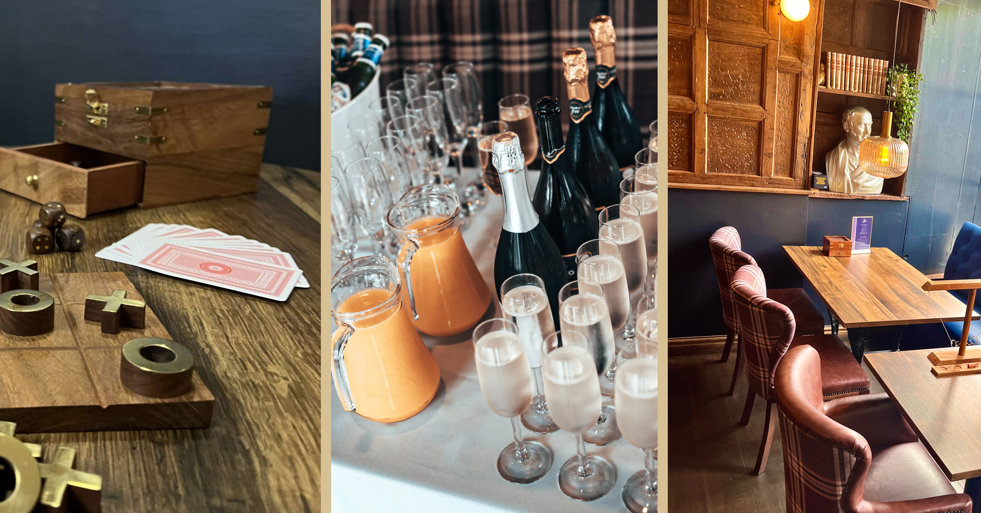 Noughts and Crosses, Champagne reception and dining area at The Allerdale Court Hotel